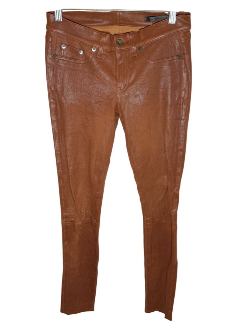 Rag & Bone Pants Lamb Leather Skinny Stretch washed Cognac - size 26